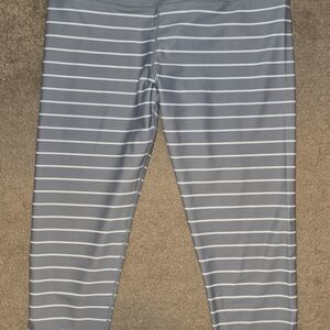Brand NEW Never Worn. KIAVA Gray and White Striped Capris. XL